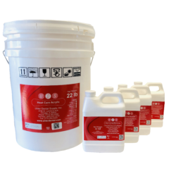 22 pound container of powder acrylic powder and four quart containers of liquid.