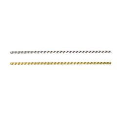 Twisted strength braid bars for lingual reinforcement, one three strand in stainless steel and one three strand with gold-plating