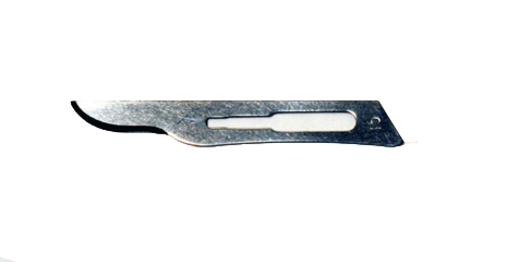 Stainless steel surgical blade in size 15 for use with handle