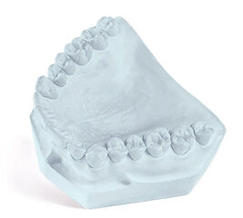 blue display model of dental stone