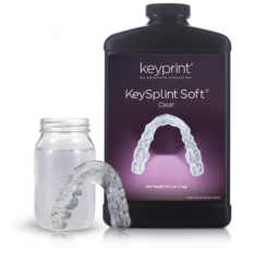 1 kilo bottle of keysplint soft 3D Resin material in clear shade