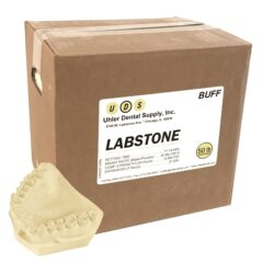 50 pound box of yellow dental stone showing example model