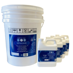 22 pound bucket of self-curing acrylic powder and four quarts of self-curing liquid