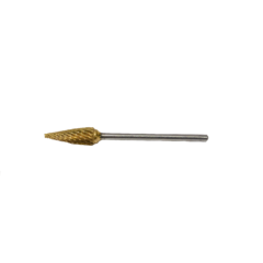 Titanium Nitride coated carbide lab bur in cone shape for hand piece use