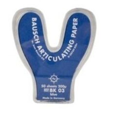 package of blue horseshoe shaped articulating paper