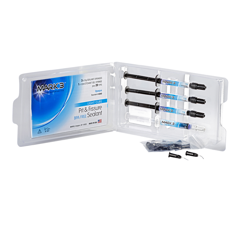 Pit & Fissure Sealant Opaque 3 x 1.5gm. Syringes, 1 Etch Syr. & 20 Tips - MARK3®